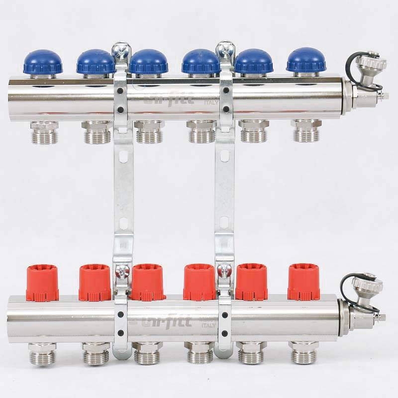 Коллекторная группа с балансировочными и термостатическими вентилями UNI-FITT 1x3/4 EK 6 выходов 441E4306