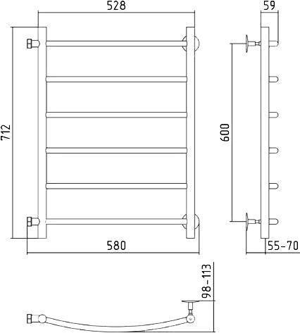 Полотенцесушитель водяной Стилье Версия-Б2 58x71,2 см без покрытия 00612-6050