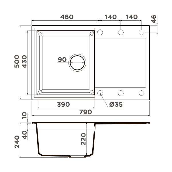 Кухонная мойка Omoikiri Sakaime 79-BE Tetogranit 79x50 см ваниль 4993277