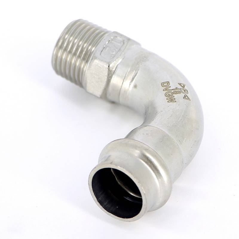 Угольник пресс IBP B-Press Inox 18 x 1/2 с наружной резьбой нержавеющая сталь PS4001G0180400