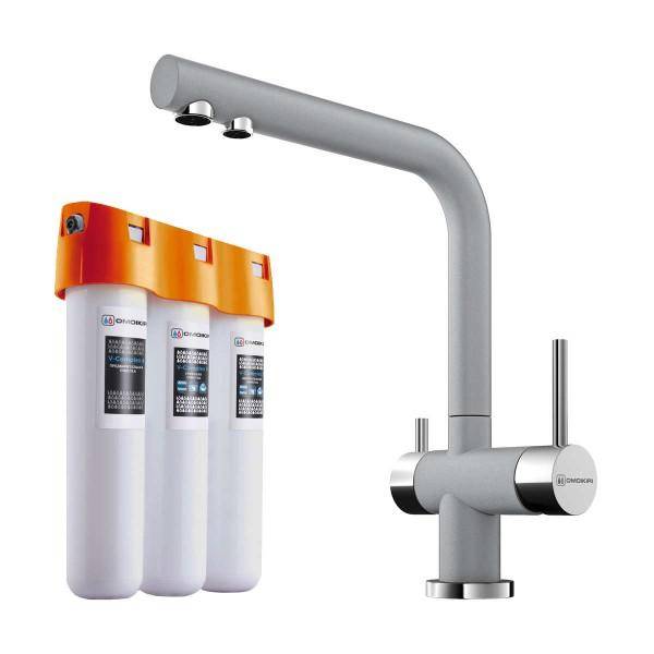 Смеситель для кухни Omoikiri Nagano-GR с фильтром Pure Drop Lite Leningrad Grey 4219.8028