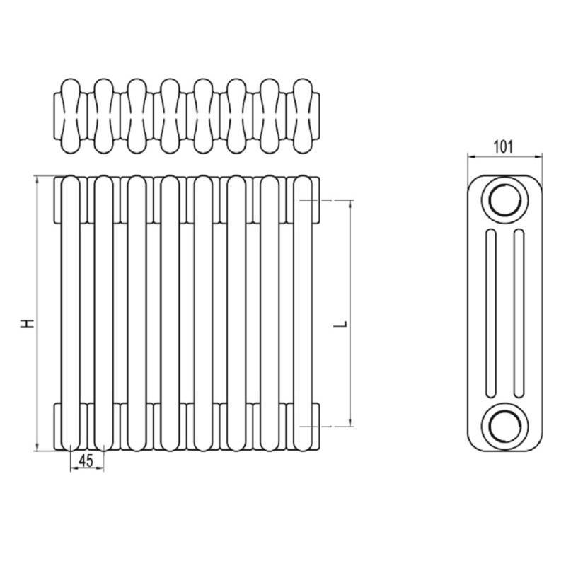 Радиатор стальной трубчатый Irsap Tesi 3 565 мм 6 секций боковое подключение 30 RR305650601A430N