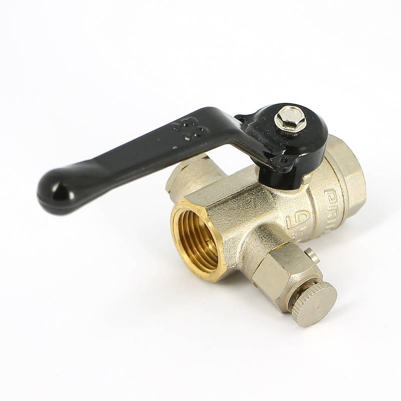 Кран шаровой LD Pride 44.345.15 с дренажным вентилем 1/2 ВР/ВР рычаг 44.345.15