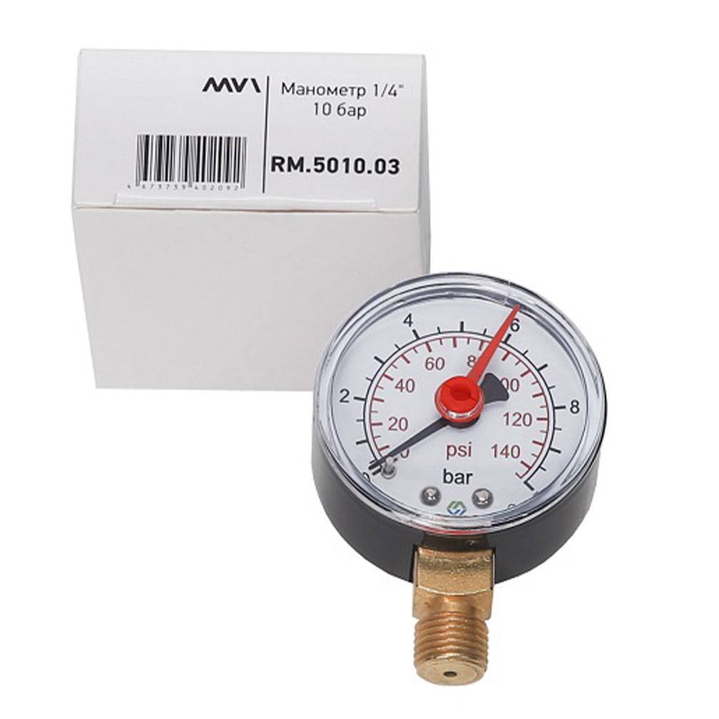 Манометр радиальный MVI 50 мм 1/4 10 бар НС-1510945