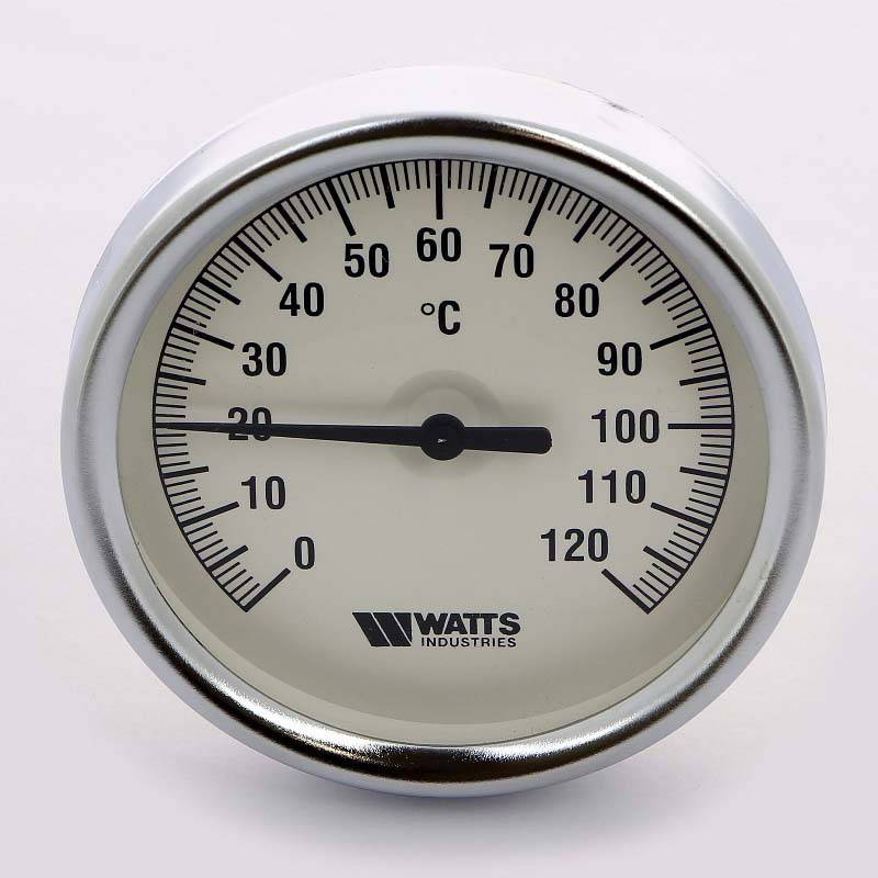 Термометр биметаллический Watts F+R801 80 мм 0-120 °C погружной гильза 50 мм 10005931