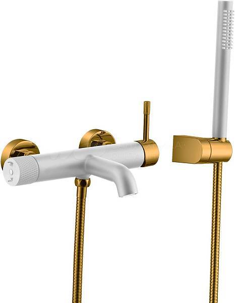 Смеситель для ванны Boheme Uno белый матовый / золото матовое 463-WG