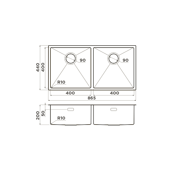 Кухонная мойка Omoikiri Taki 86-2-U/IF Side-LG 86.5x44 см светлое золото 4993792