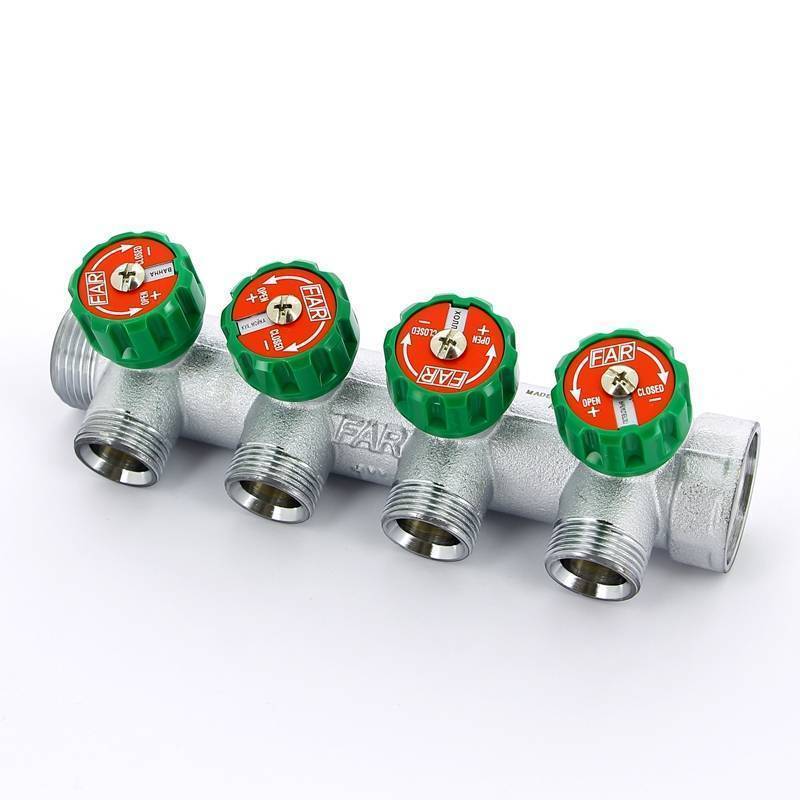 Коллектор проходной FAR 4 выхода 1 x 3/4 HP-BP Евроконус 45 мм FK 3824 134