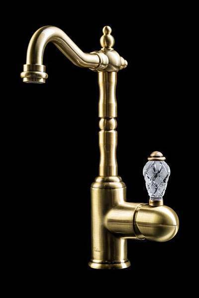 Смеситель для раковины Boheme Crystal высокий одноручковый матовая бронза 302-CRST