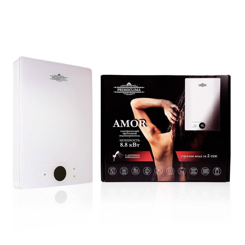 Водонагреватель электрический проточный PrimoClima AMOR 8.8 кВт белый PC AMOR 8.8 (W)