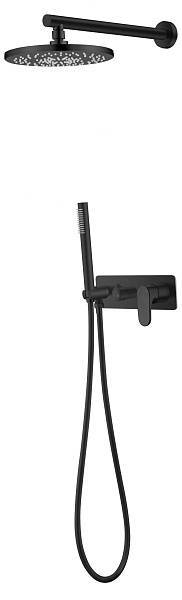 Смеситель встраиваемый для душа с верхним душем Boheme Spectre черный матовый 454-B