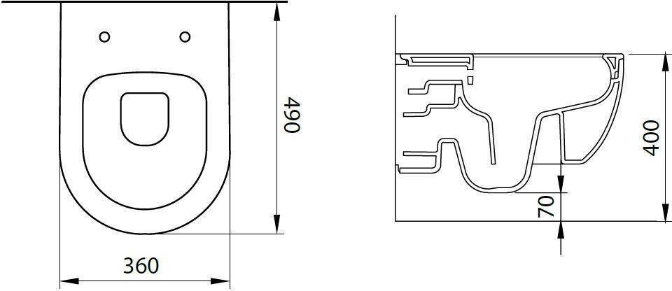 Чаша подвесного унитаза Allen Brau Priority 36х49х33 см черный 4.31002.31