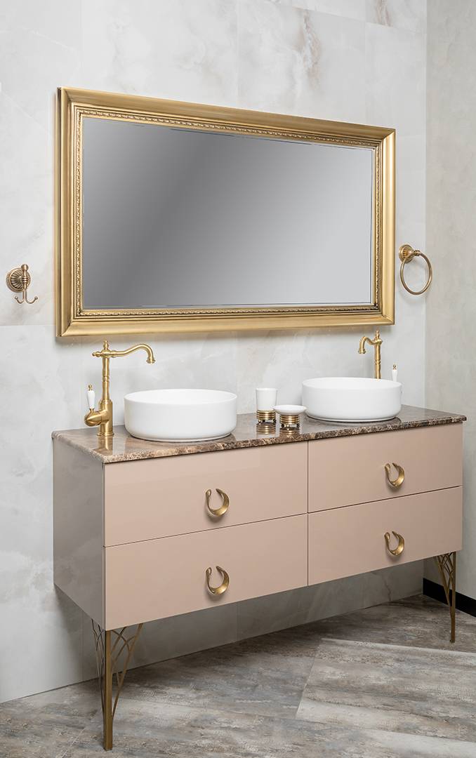 Зеркало прямоугольное подвесное с подсветкой Armadi Art Neoart 140х7х70 см бронза 560-BR-140