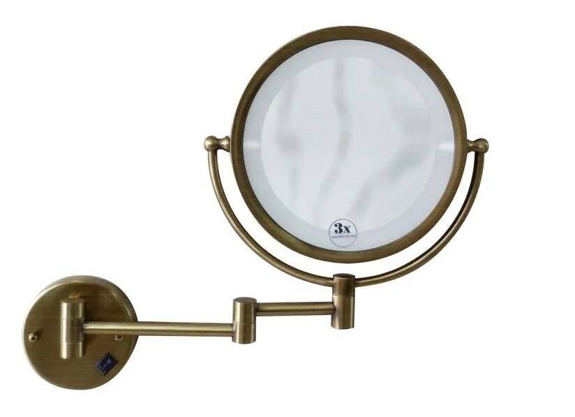 Зеркало косметическое настенное Boheme Medici увеличение 3x подсветка бронза 501