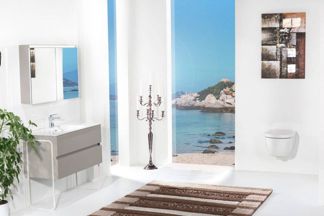 Зеркальный шкаф подвесной Armadi Art Vallessi 80х13х65 см с подсветкой бежевый 547-C