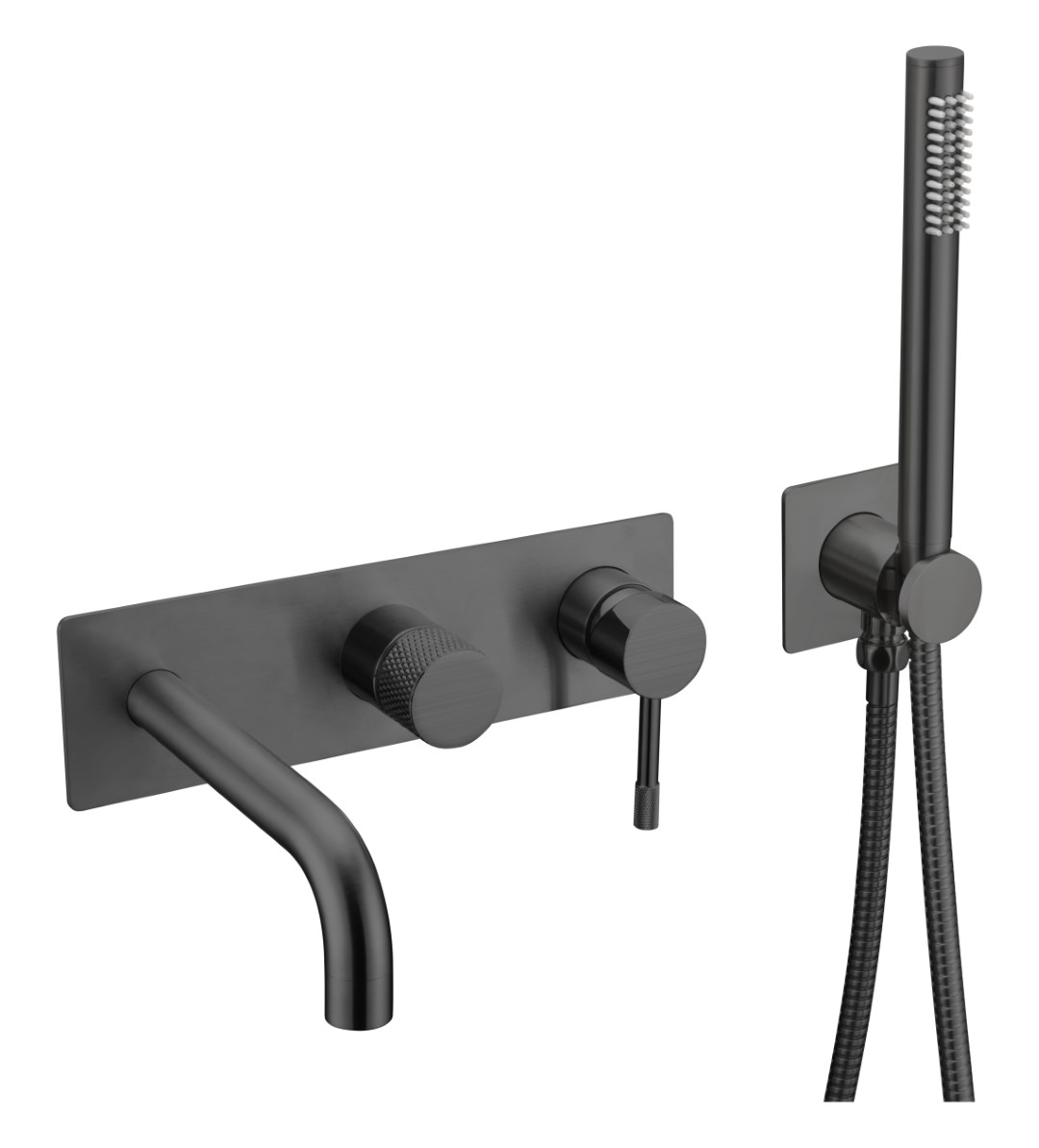 Смеситель на борт ванны Boheme Uno на 4 отверстия с ручным душем black 464-3-B