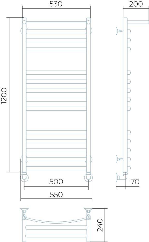 Полотенцесушитель электрический Larusso Гранд с полкой П14 500x1200 мм 8478