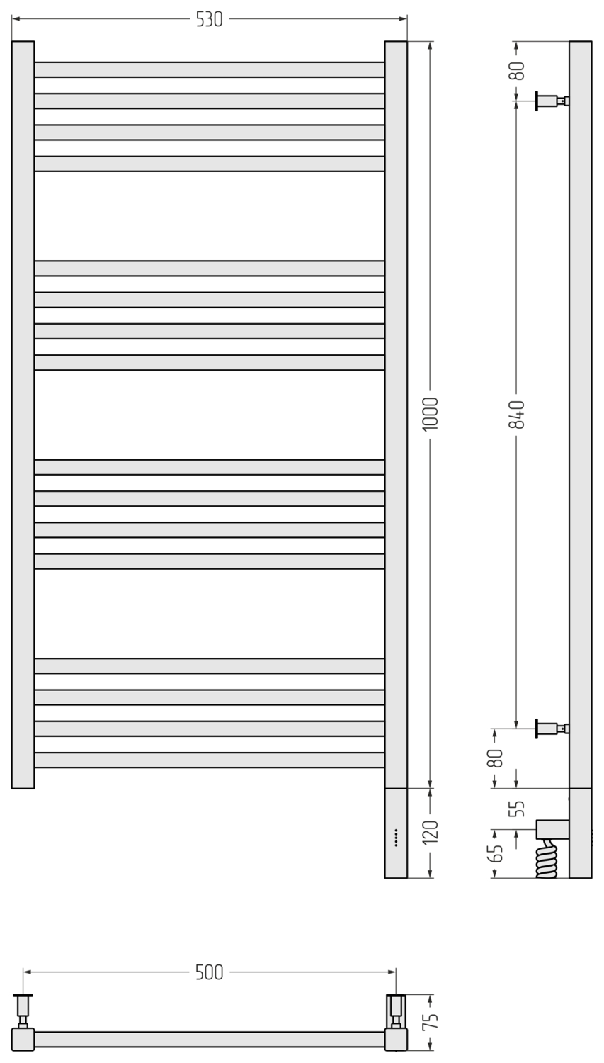 Полотенцесушитель электрический Сунержа Модус 3.0 530x1120 мм правый золотой шелк матовый 32-5701-1050