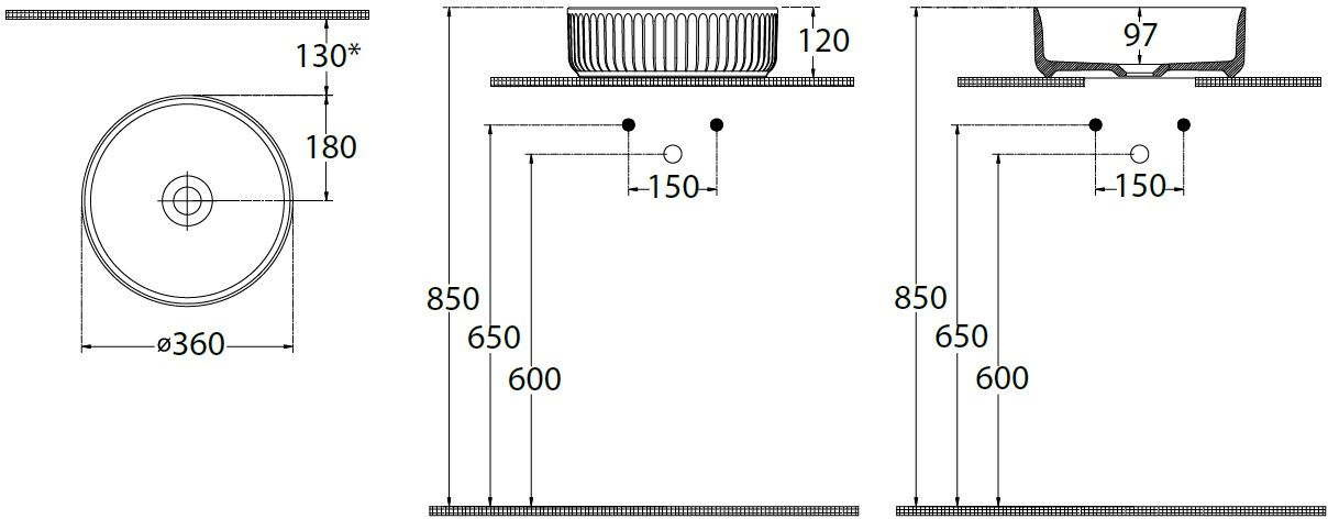 Раковина-чаша Allen Brau Fantasy 36х36х12 см антрацит 4.11032.AN