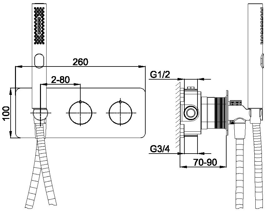Смеситель для ванны Allen Brau Liberty встраиваемый с ручным душем черный матовый 5.33009-31
