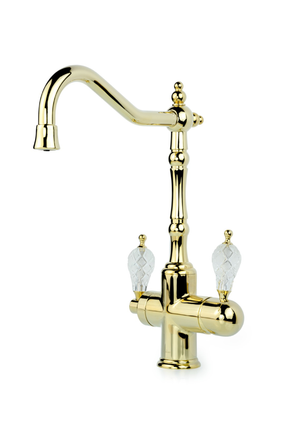 Смеситель для кухни Boheme Kitchen высокий с подключением фильтра золото 112-CRST