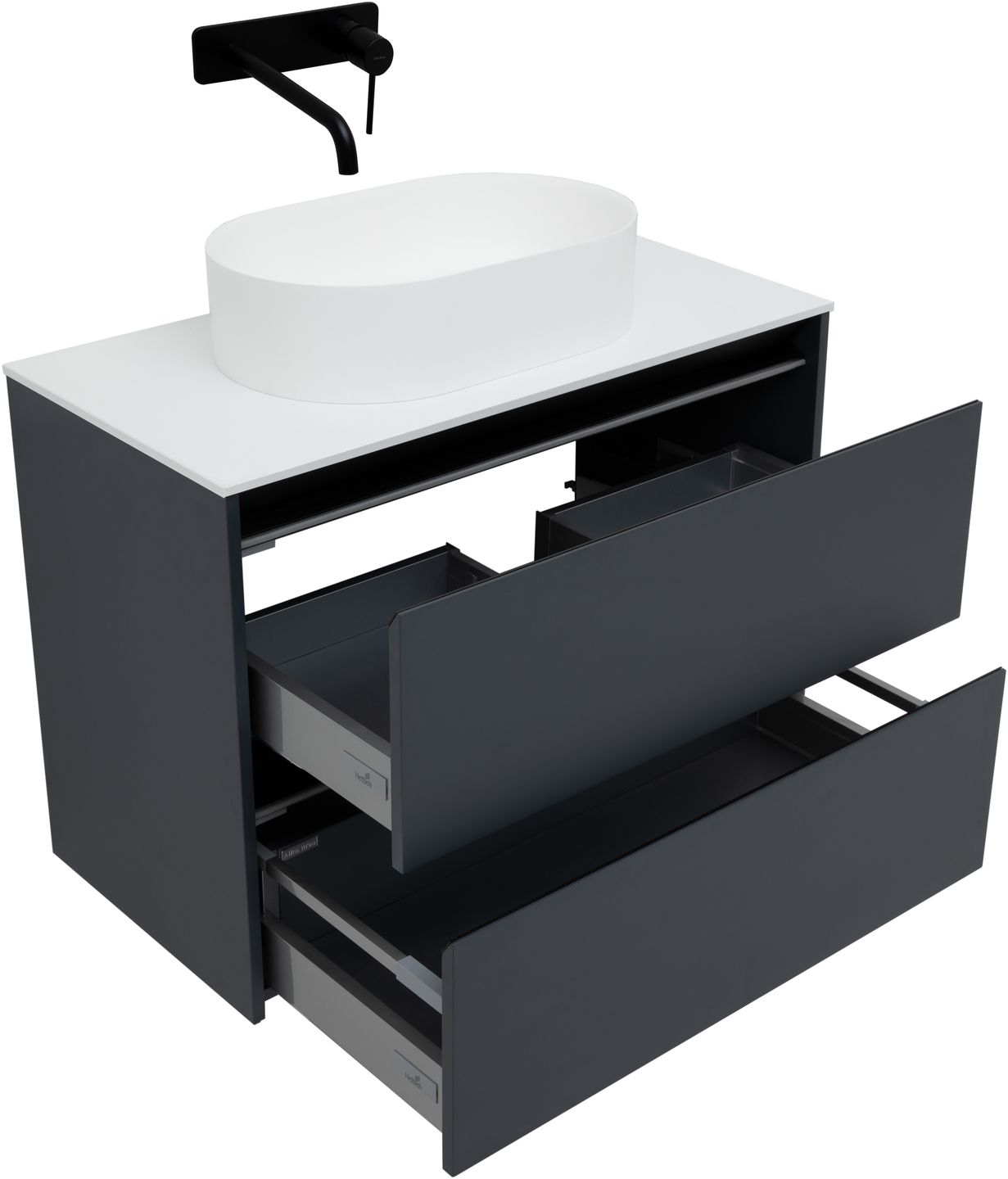 Тумба под раковину подвесная Allen Brau Activity с подсветкой 90x45.7x65 см антрацит/черный 1.34005.AM