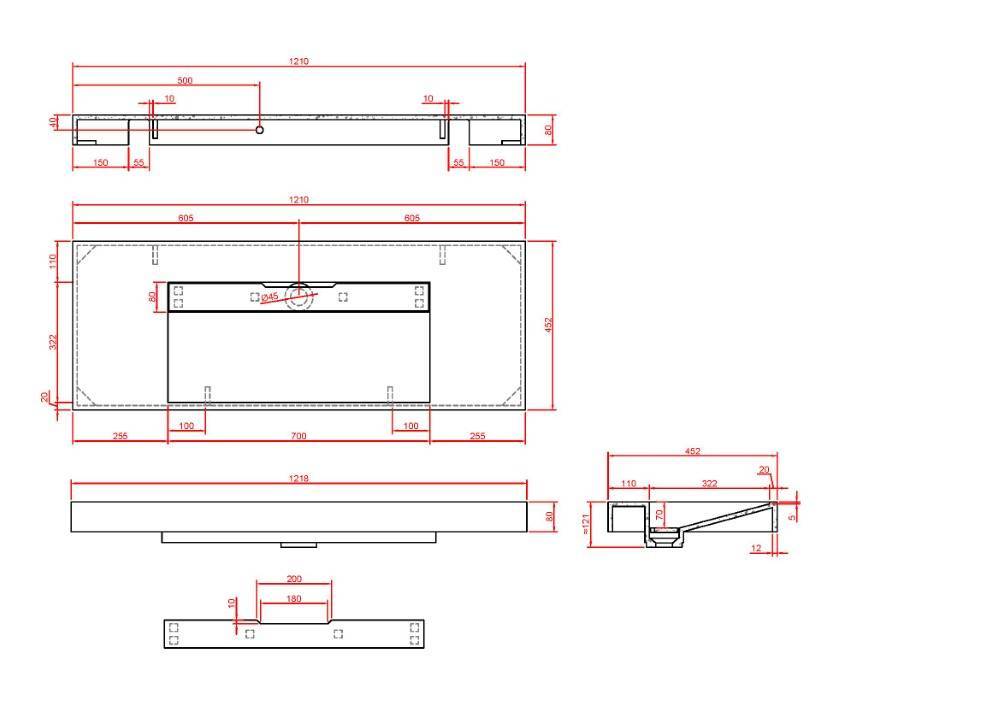 Раковина мебельная Armadi Art Flat 121х45.2х8 см прямоугольная белая 859-120-CLCT