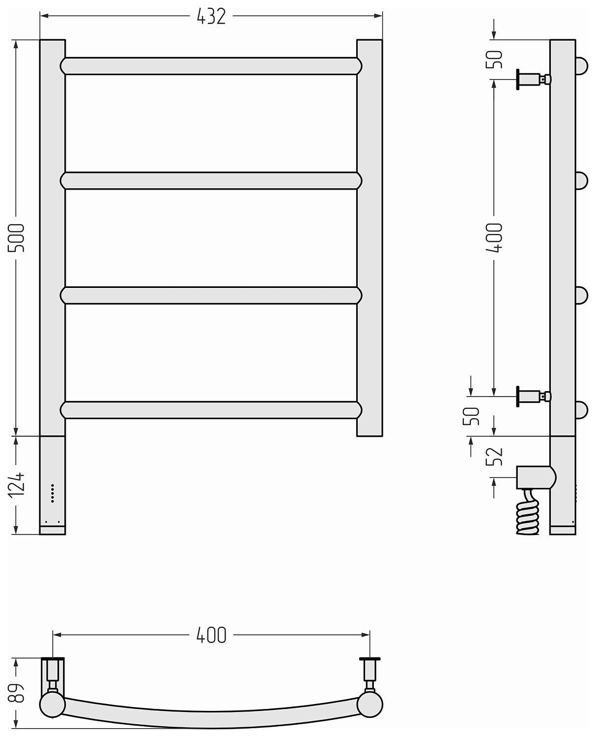 Полотенцесушитель электрический Сунержа Галант 3.0 432x624 мм левый белый 12-5800-5040