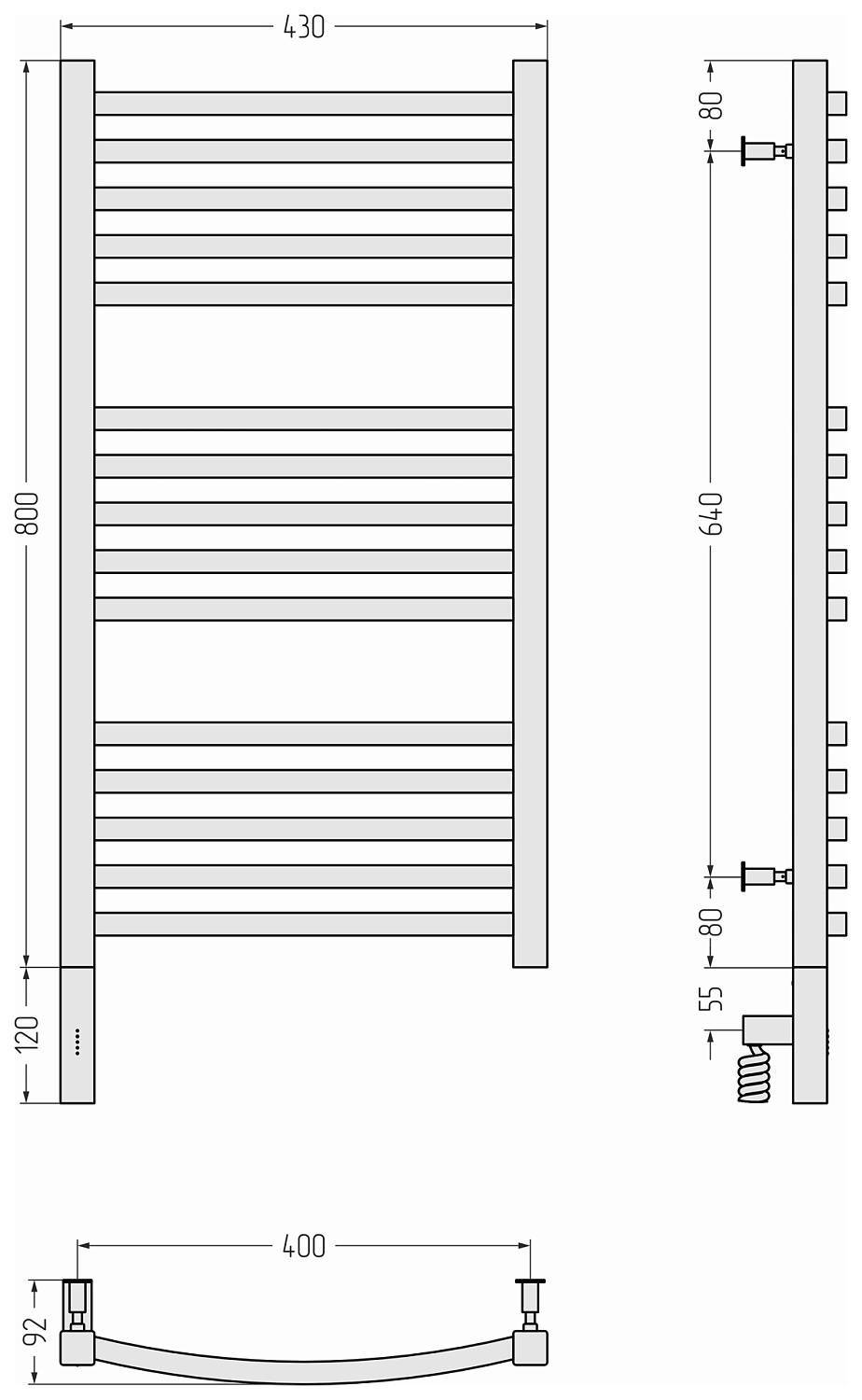 Полотенцесушитель электрический Сунержа Аркус 3.0 430x920 мм левый белый 12-5704-8040