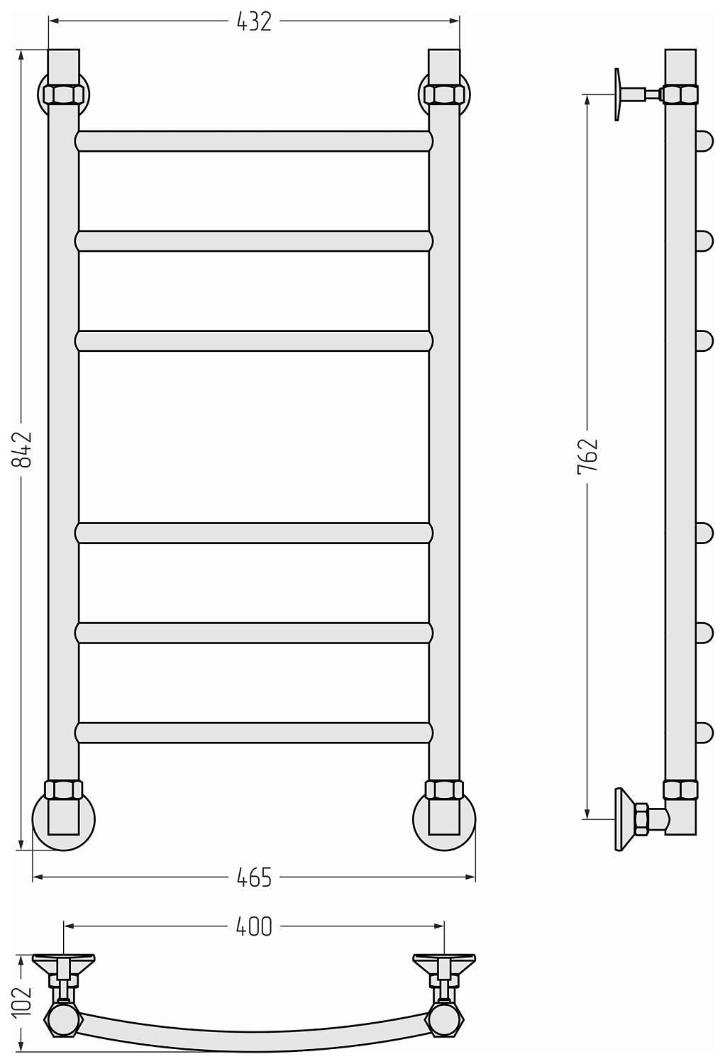 Полотенцесушитель водяной Стилье Аксиома-20 46.5x84.2 см 00662-8040