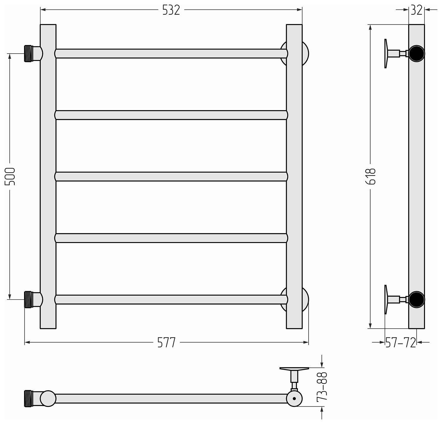Полотенцесушитель водяной Стилье Версия-Б 50x50 см черный 17610-5050
