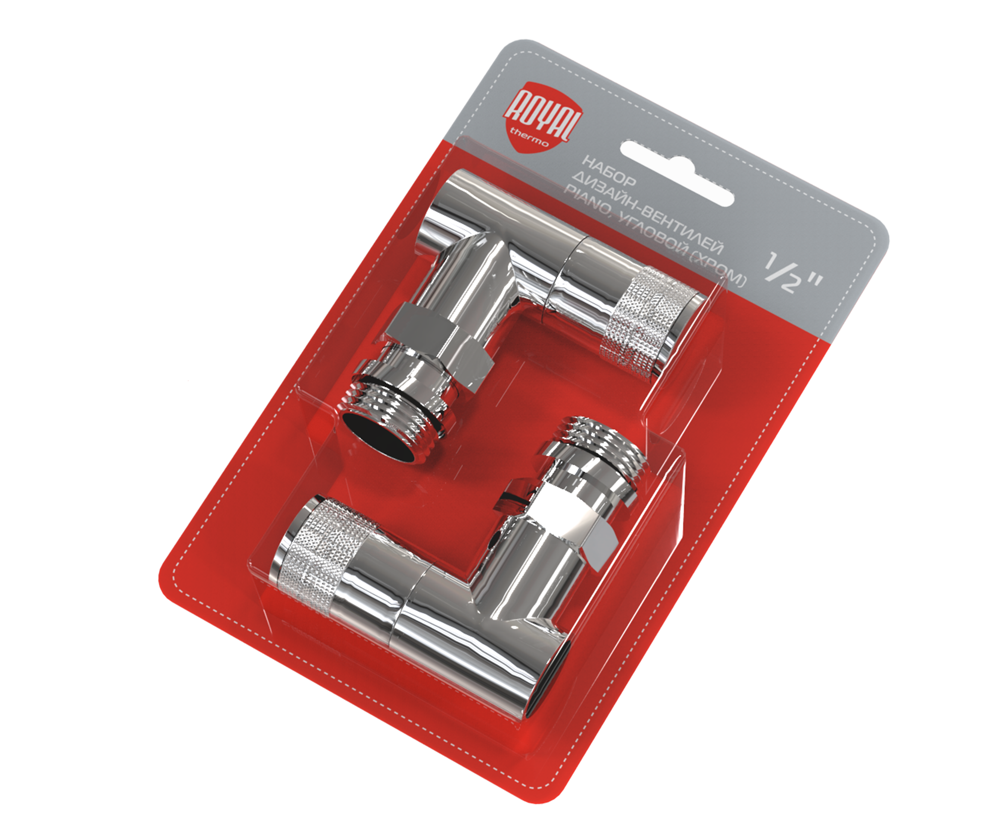 Набор дизайн-вентилей Royal Thermo PIANO угловой 1/2 хром RTE 50.032