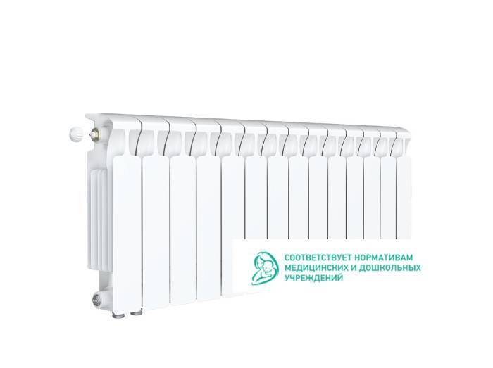 Радиатор биметаллический RIFAR Monolit Ventil 350 14 секций нижнее левое подключение белый R-MN-350-14-VL RAL 9016