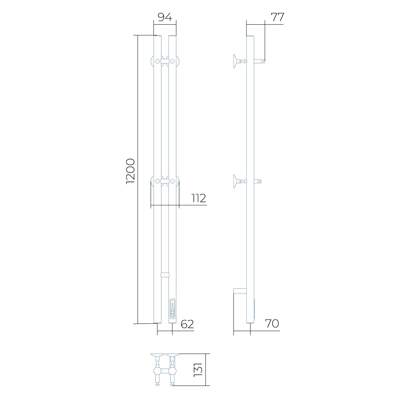 Полотенцесушитель электрический Larusso Прайм П3 80x600 мм 8536