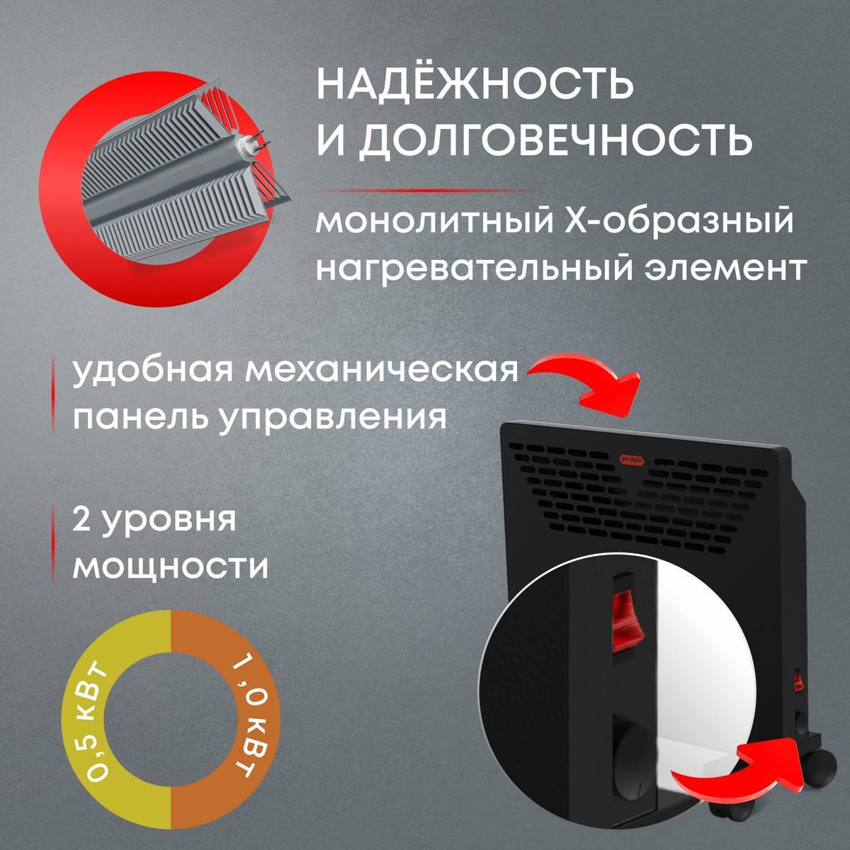 Конвектор электрический Zeder Props 10MX-11 Вт 10MX-11