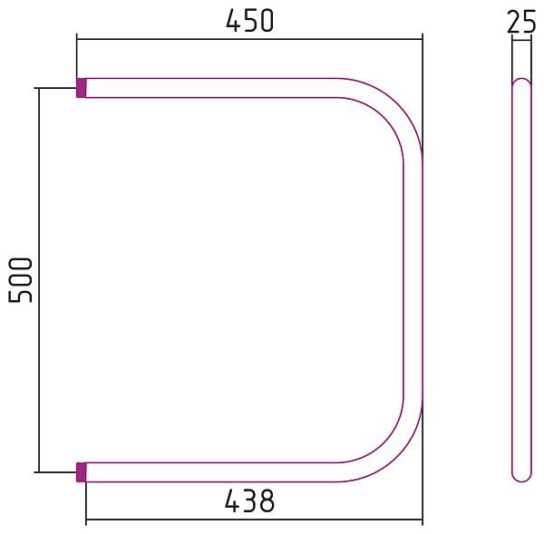 Полотенцесушитель водяной Стилье П-образный 45x50 см нержавеющая сталь 00001-5045