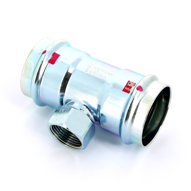 Тройник пресс с внутренней резьбой Viega Prestabo 54х1х54 мм оцинкованная сталь 704704