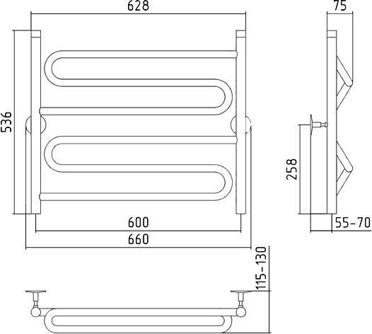 Полотенцесушитель водяной Стилье Универсал-51 66x53.6 см 00651-6060