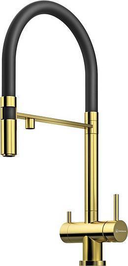 Смеситель для кухни Omoikiri Kanto-LG выдвижной излив под фильтр светлое золото 4994014