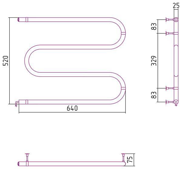Полотенцесушитель электрический Стилье М-образный 500x600 мм 00503-5060