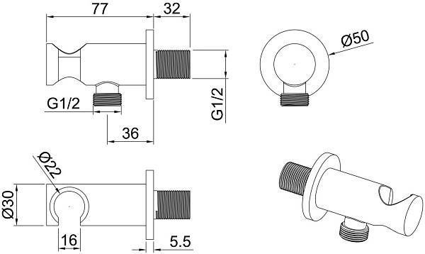 Шланговое подключение для душа Allen Brau Priority хром 5.31015-00