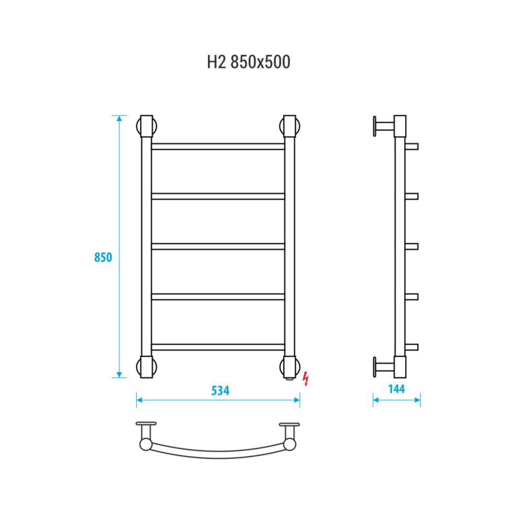 Полотенцесушитель электрический Energy H2 850x500 мм RAL 9005 EETR0000H28550R905M
