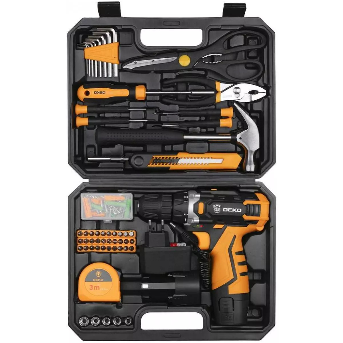 Дрель-шуруповерт аккумуляторная DEKO DKCD12FU-Li 12 В 2x2.0 Ач кейс + набор 104 шт DKCD12FU-Li
