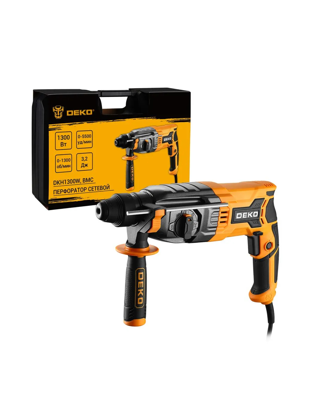 Перфоратор DEKO DKH1300W 1300 Вт SDS-plus в кейсе DKH1300W