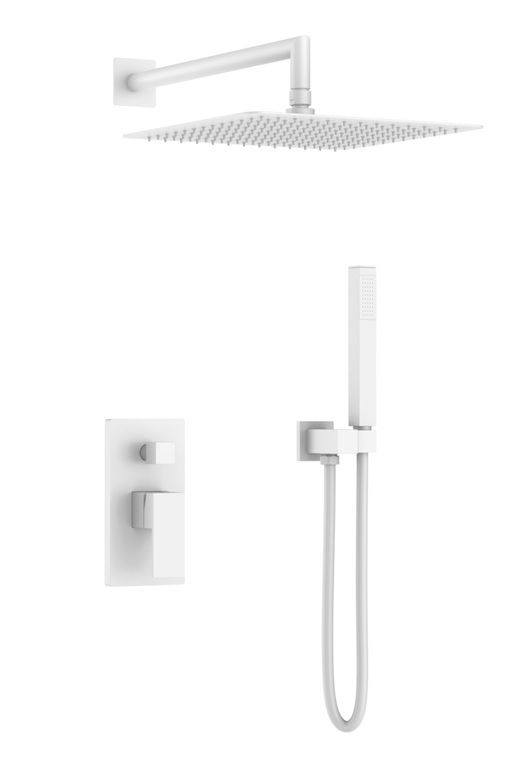 Душевой комплект встраиваемый Boheme Qubic со смесителем и верхним душем matt white 474-3-MW