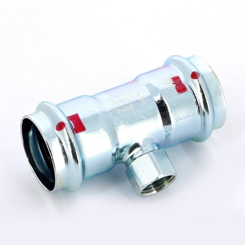 Тройник пресс-ВР оцинкованная сталь Viega Prestabo 42х1/2х42 мм 558956