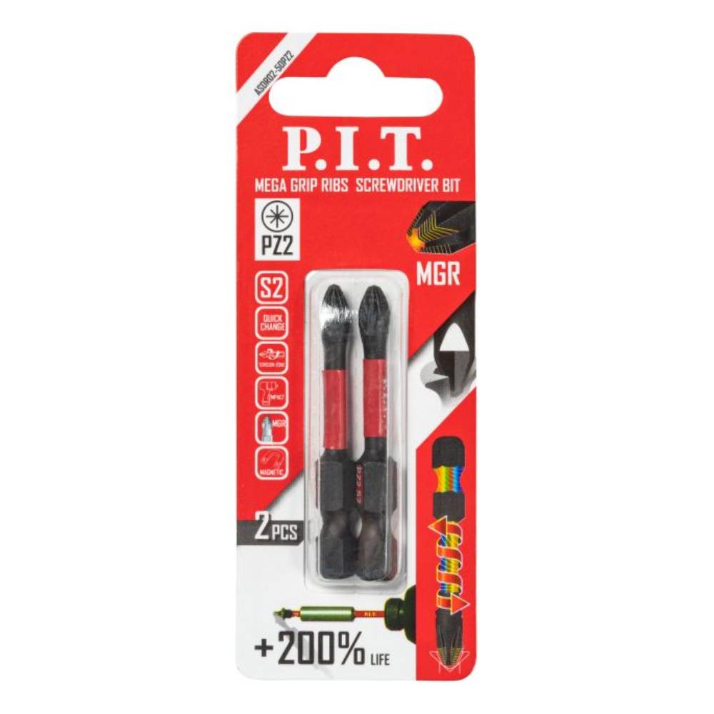 Бита ударная P.I.T. PZ2 x 50 мм упаковка 2 шт. ASDR02-50PZ2