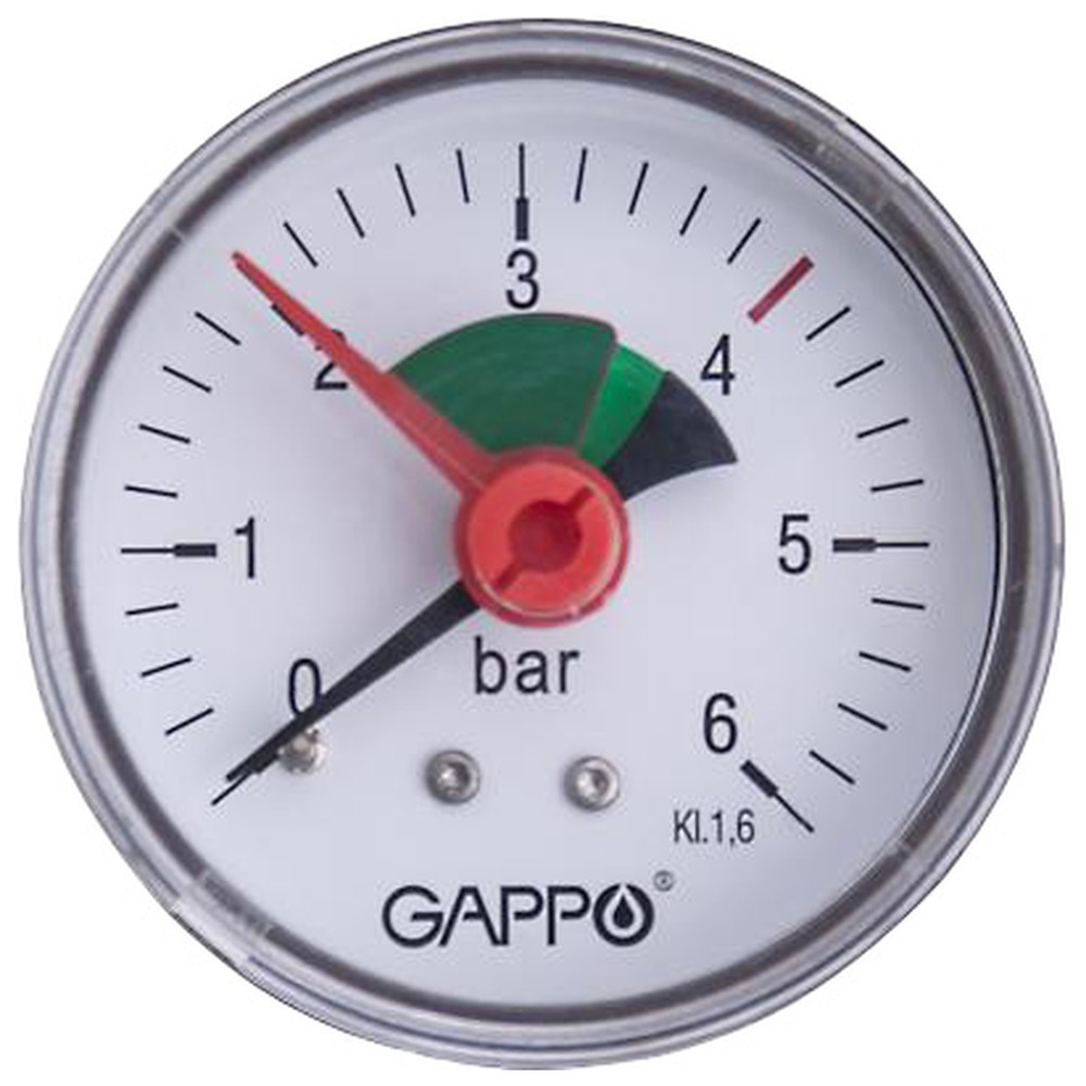 Манометр аксиальный Gappo с указателем предела 6 бар 1/4 G8006-2