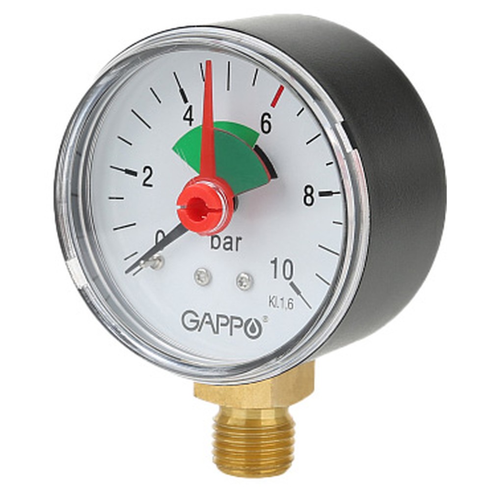 Манометр радиальный Gappo с указателем предела 10 бар 1/4 G8010-1