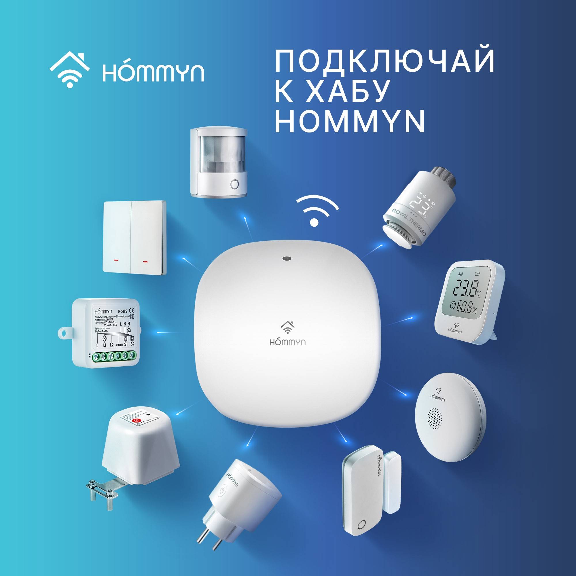 Выключатель умный HOMMYN SWZBNN01W Zigbee 1 клавиша без нейтрали SWZBNN01W